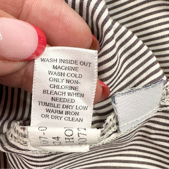 Banana Republic brown white stripe tunic blouse top long sleeve buttons XS - Picture 16 of 16